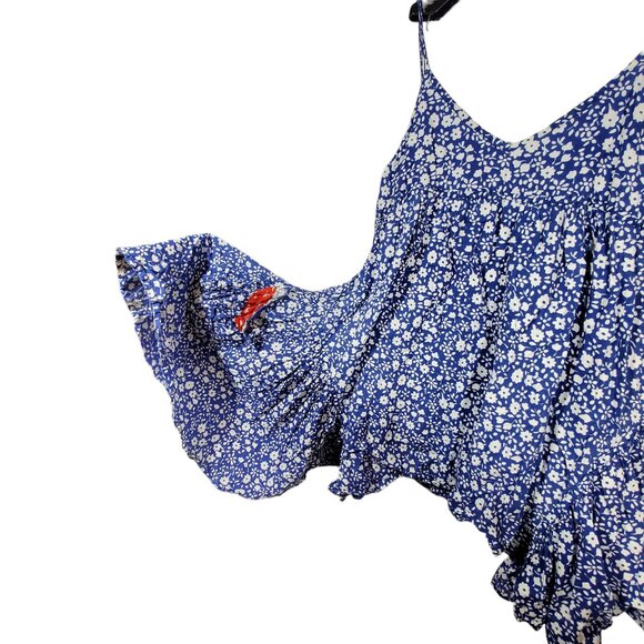 20 Something Mini Dress XL Daisy Ditsy Floral Spaghetti Strap Hanky-Hem Cottage - Picture 3 of 8